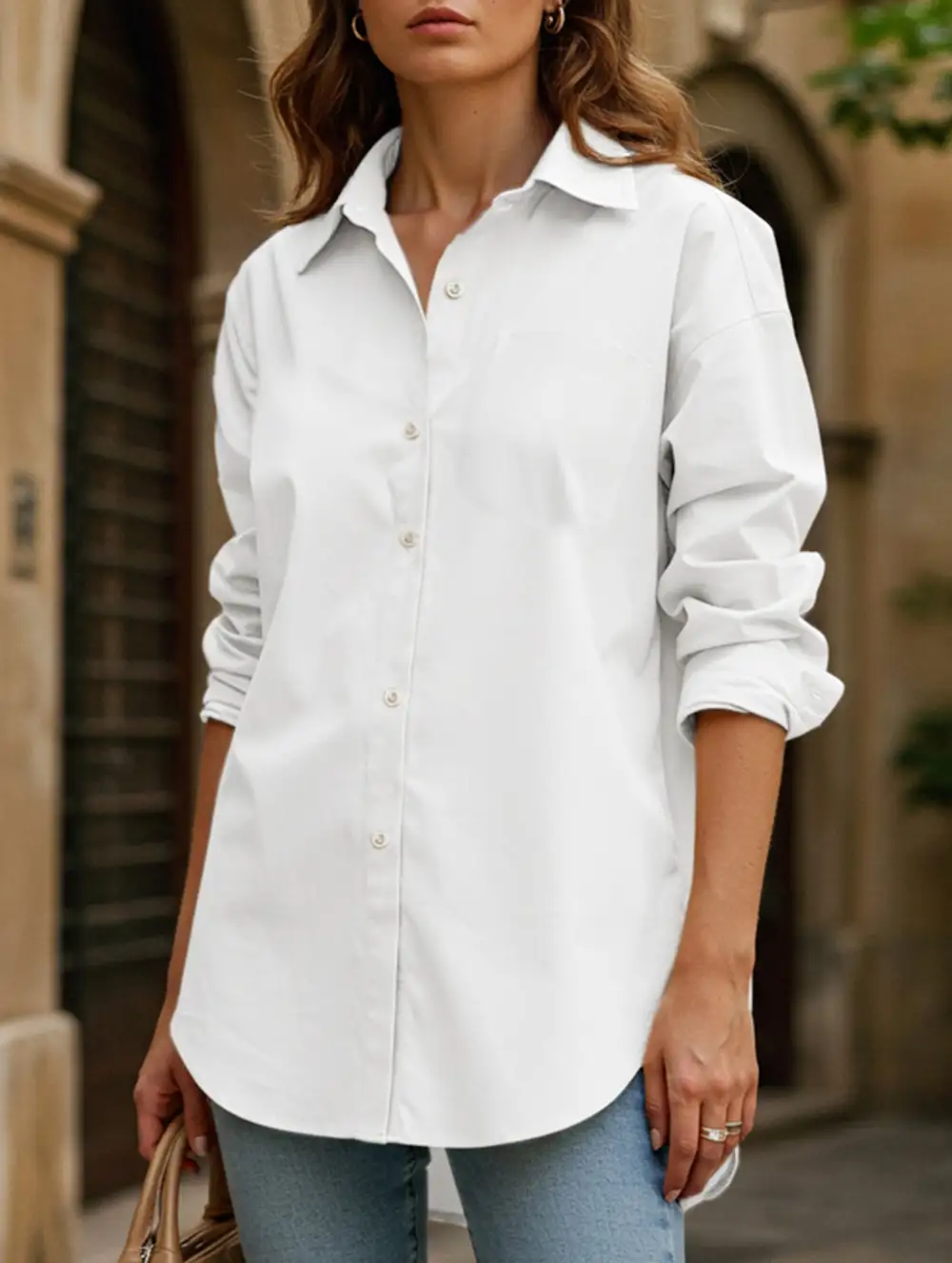 Lapel Long-Sleeved Cardigan Shirt