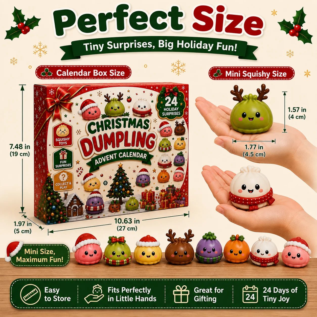 Advent calendar and mini squishy dimensions