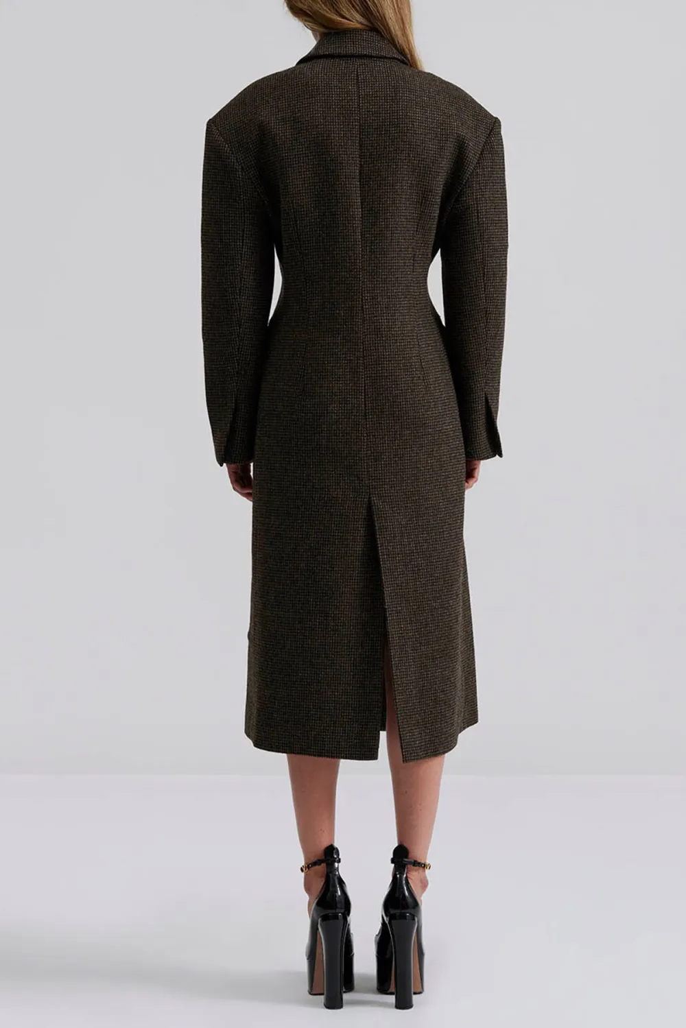 Wool Blend Tailored Long Coat