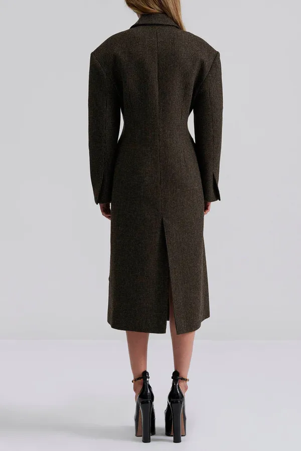 Wool Blend Tailored Long Coat