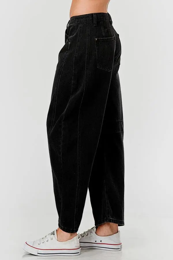 Mid Rise Barrel Denim Pants