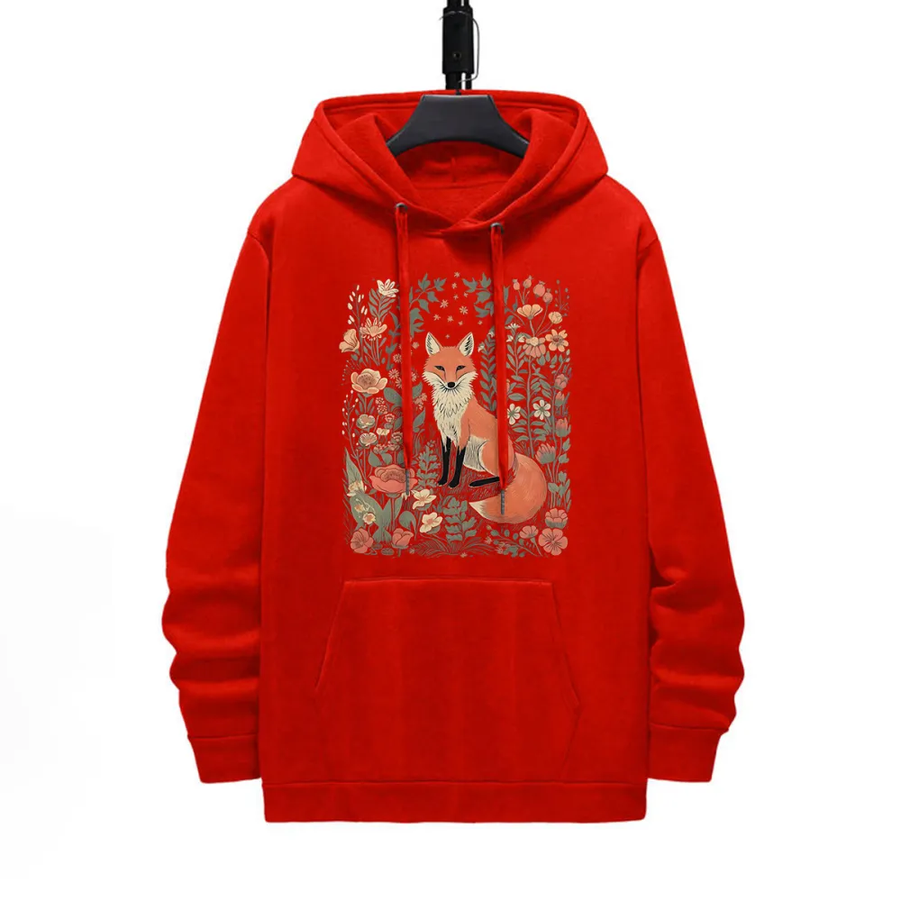 Fox Pattern Printed Hoodie