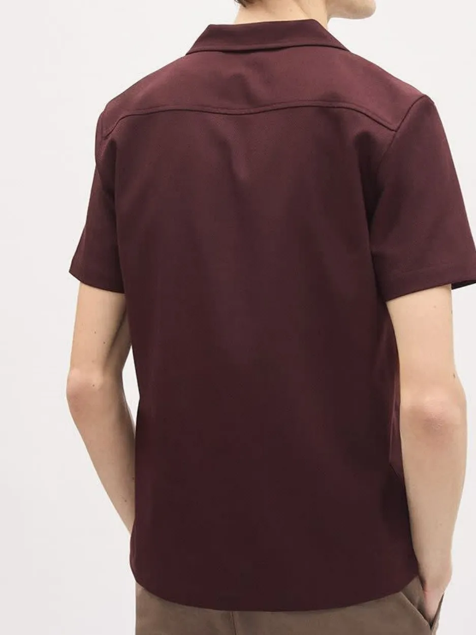 Burgundy Short Sleeve Button Down Shirt