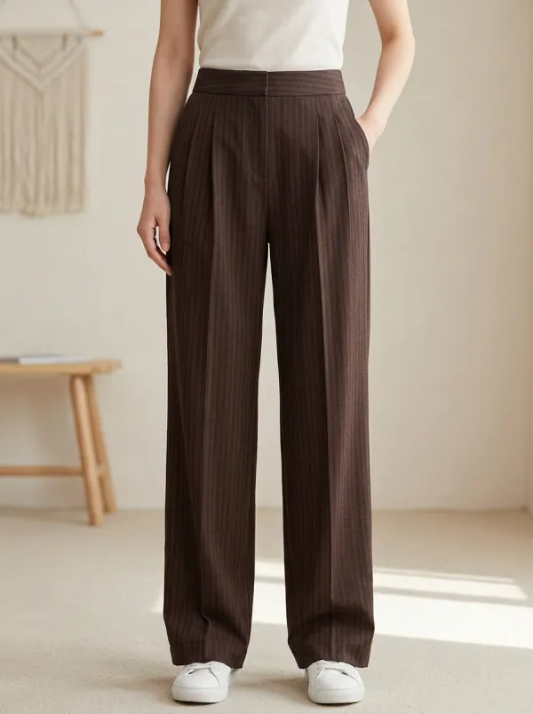 Classic Wide-Leg Pinstripe Printed Women's Wide-Leg Pants