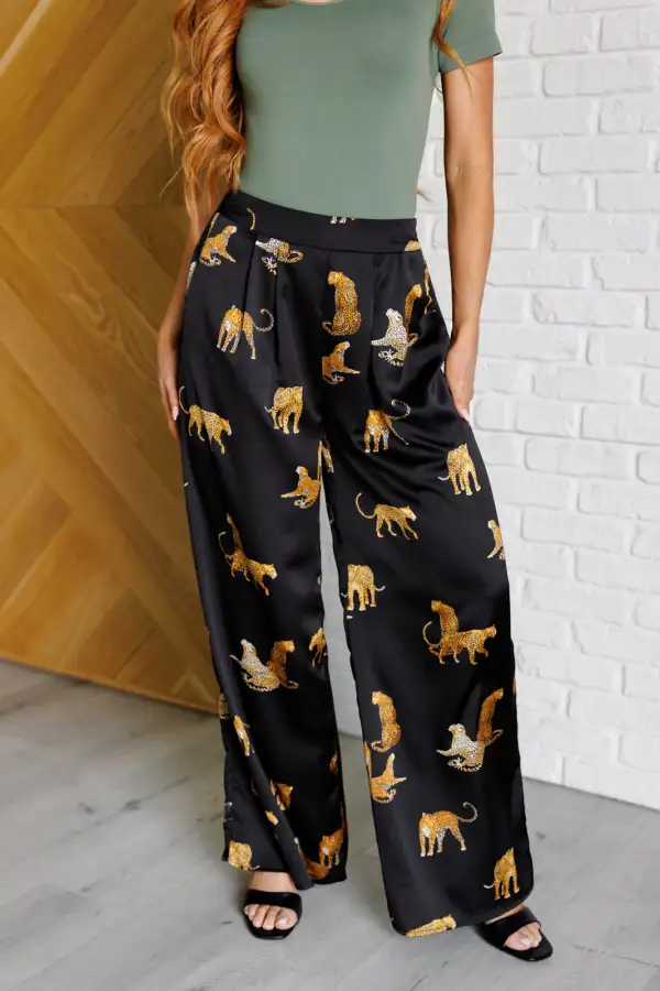 Legendary In Leopard Satin Wide Leg Pants