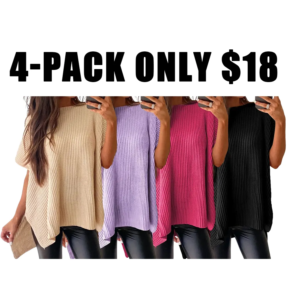 🔥Hot Sale💥 - Women's Round Neck Batwing Short Sleeve Loose Knit Top
