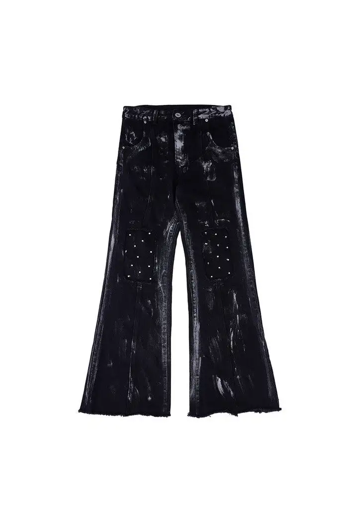 Distressed Jeans With Metal Rivets