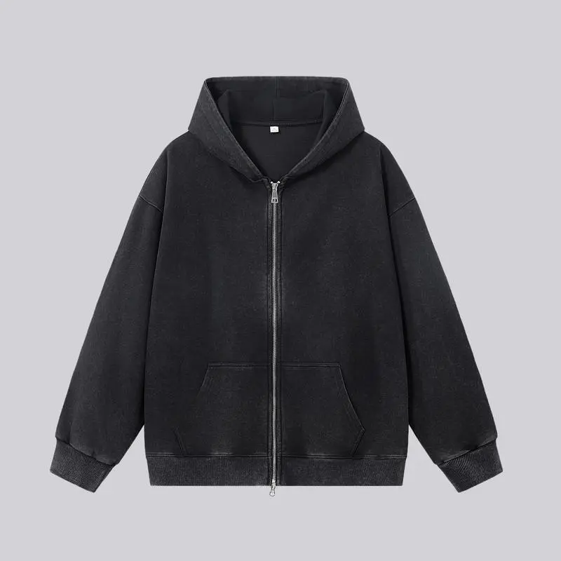 Latitude Womens and Mens Zip Up Hoodies Long Sleeve Fall Oversized Sweatshirts Acid Wash Y2K Jacket with Pockets Casual Fabric Polyester Style