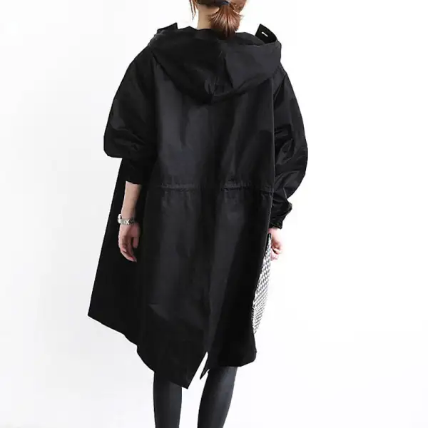 Knit Water Resistant Trench Coat In Black