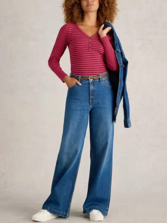 Skinny Ribbed Striped Henley