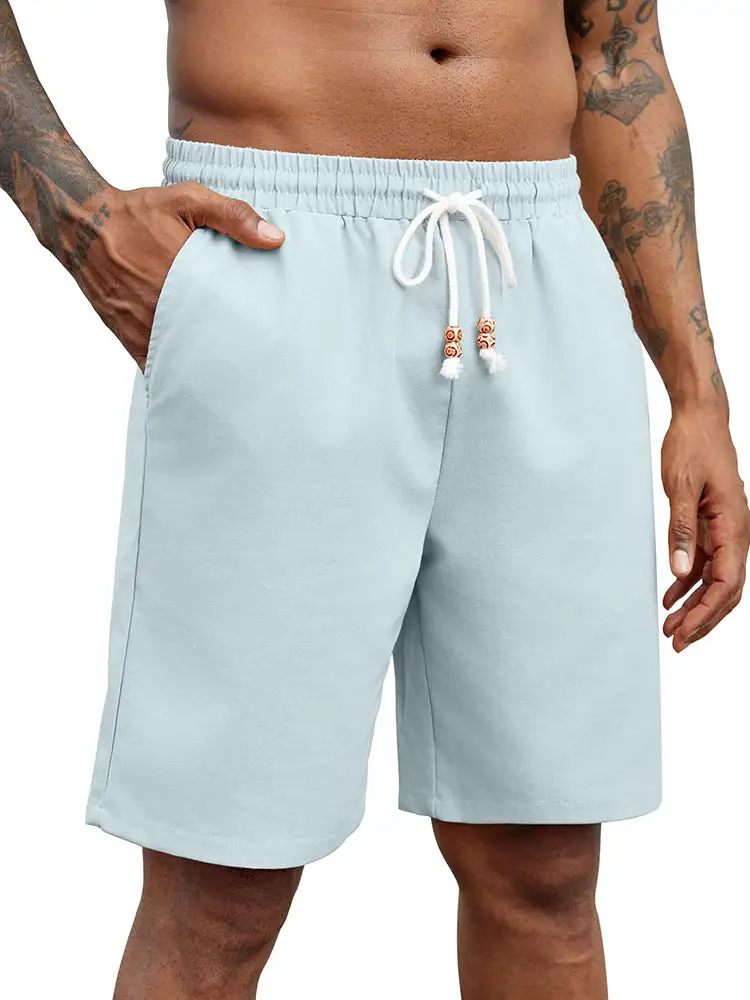 Men's Casual Drawstring Linen Blend Shorts