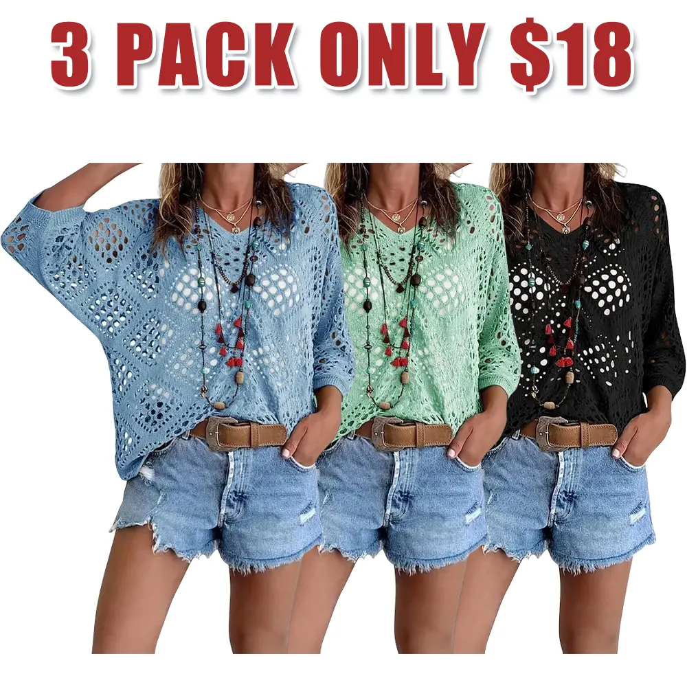 Women's Bohemian-Inspired Beige Crochet Top with V-Neck