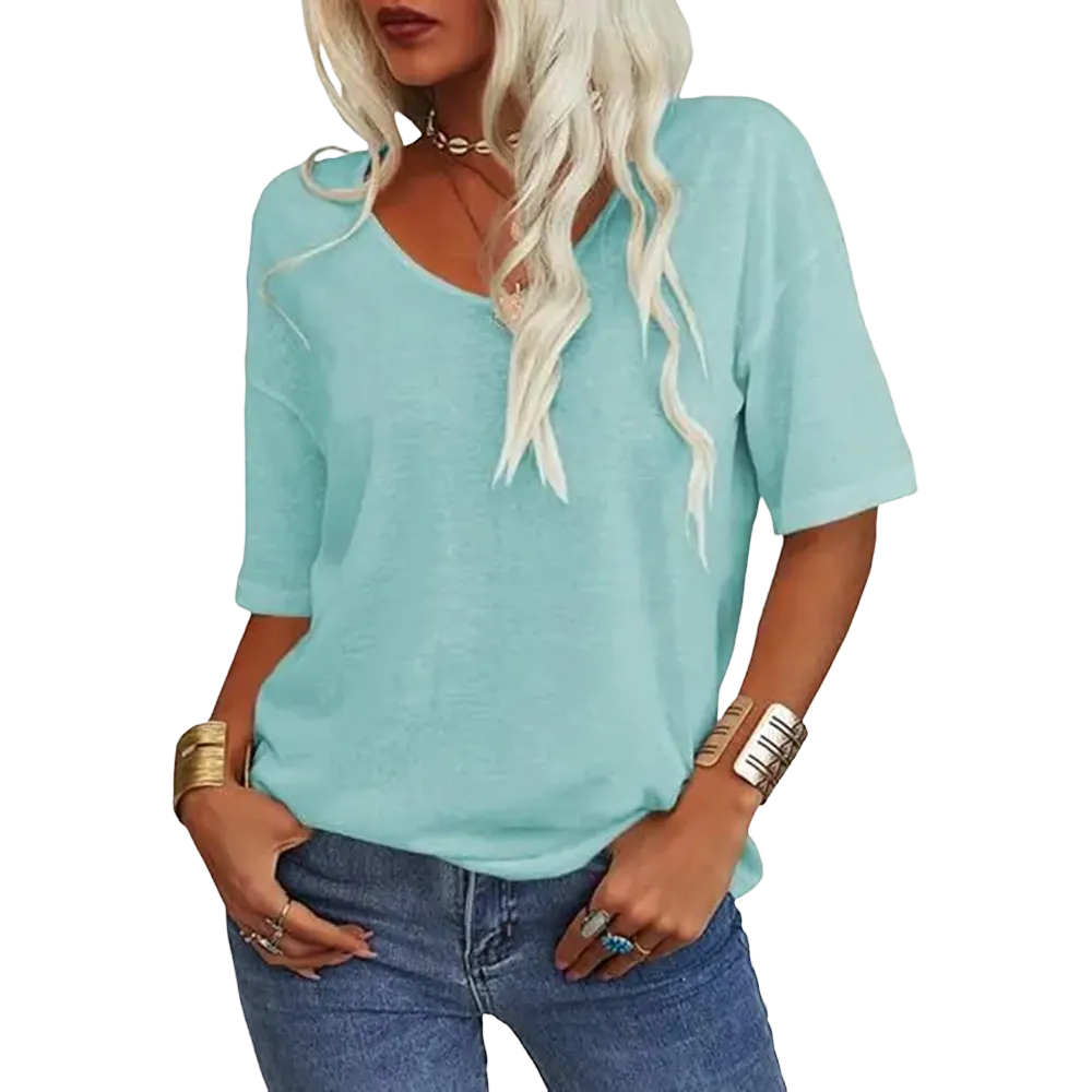 Women's Soft V-Neck Short-Sleeve T-Shirt-🔥8-Pack- Only $24