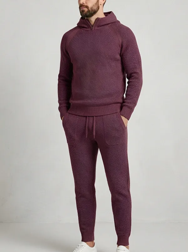 Jogger Textured-Knit Minimal Men's Knit Hoodie Jogger Set