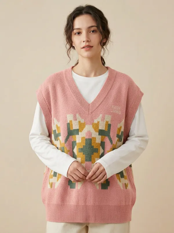 Easy Living Geometric Sweater Vest