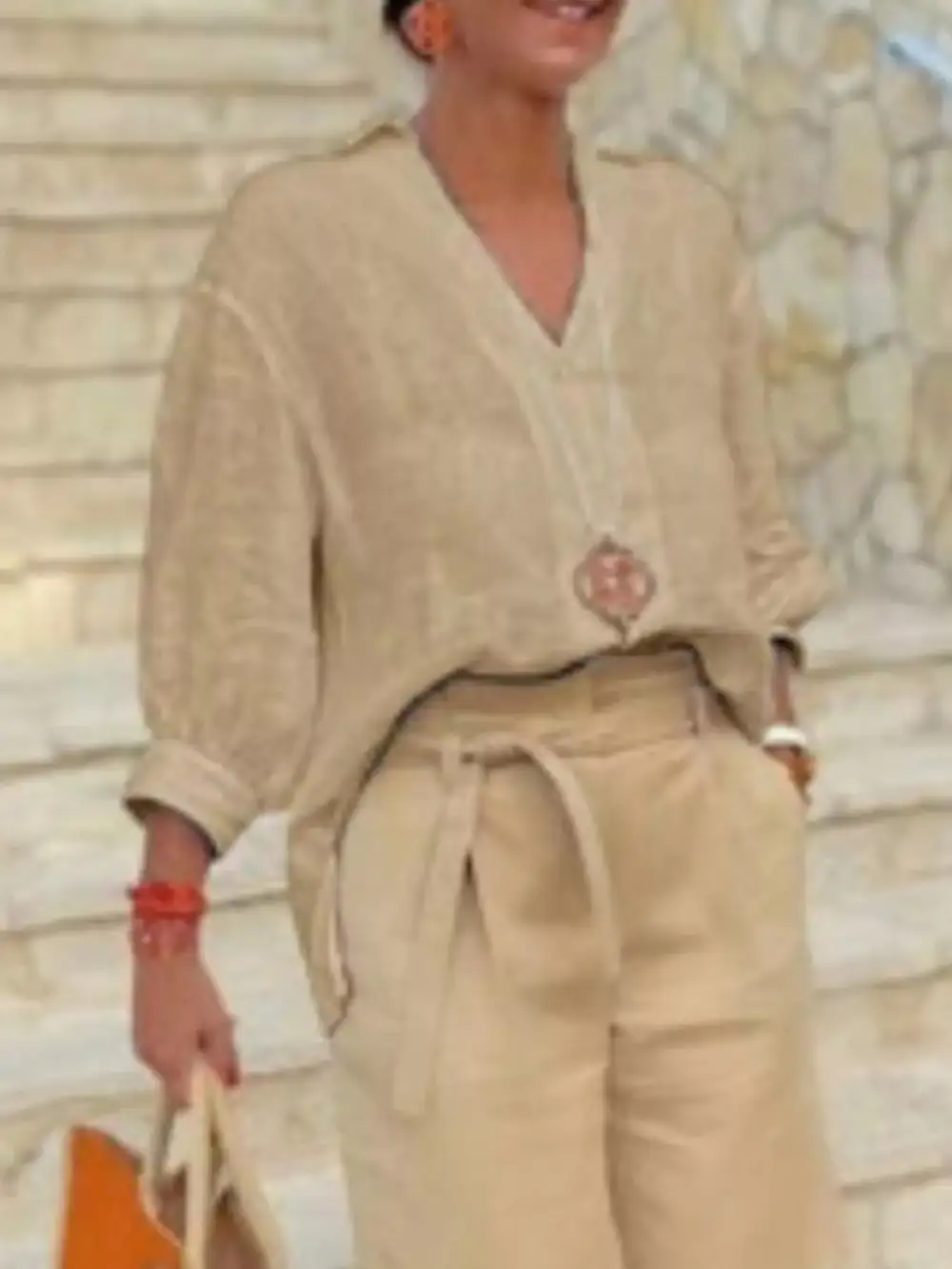 Johnny Collar Sleeve Top and Shorts Set
