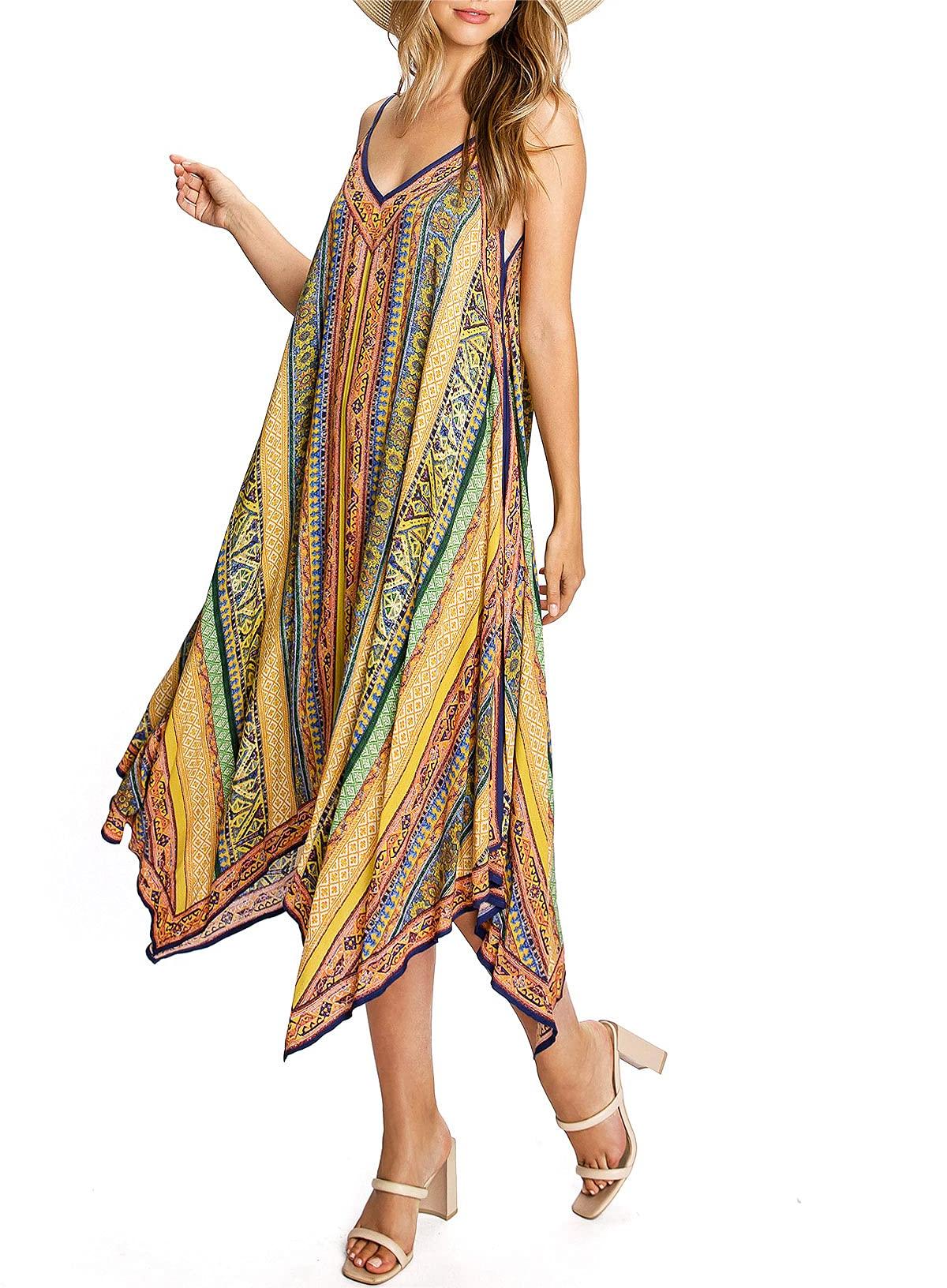 Boho - Style Asymmetric Maxi Dress