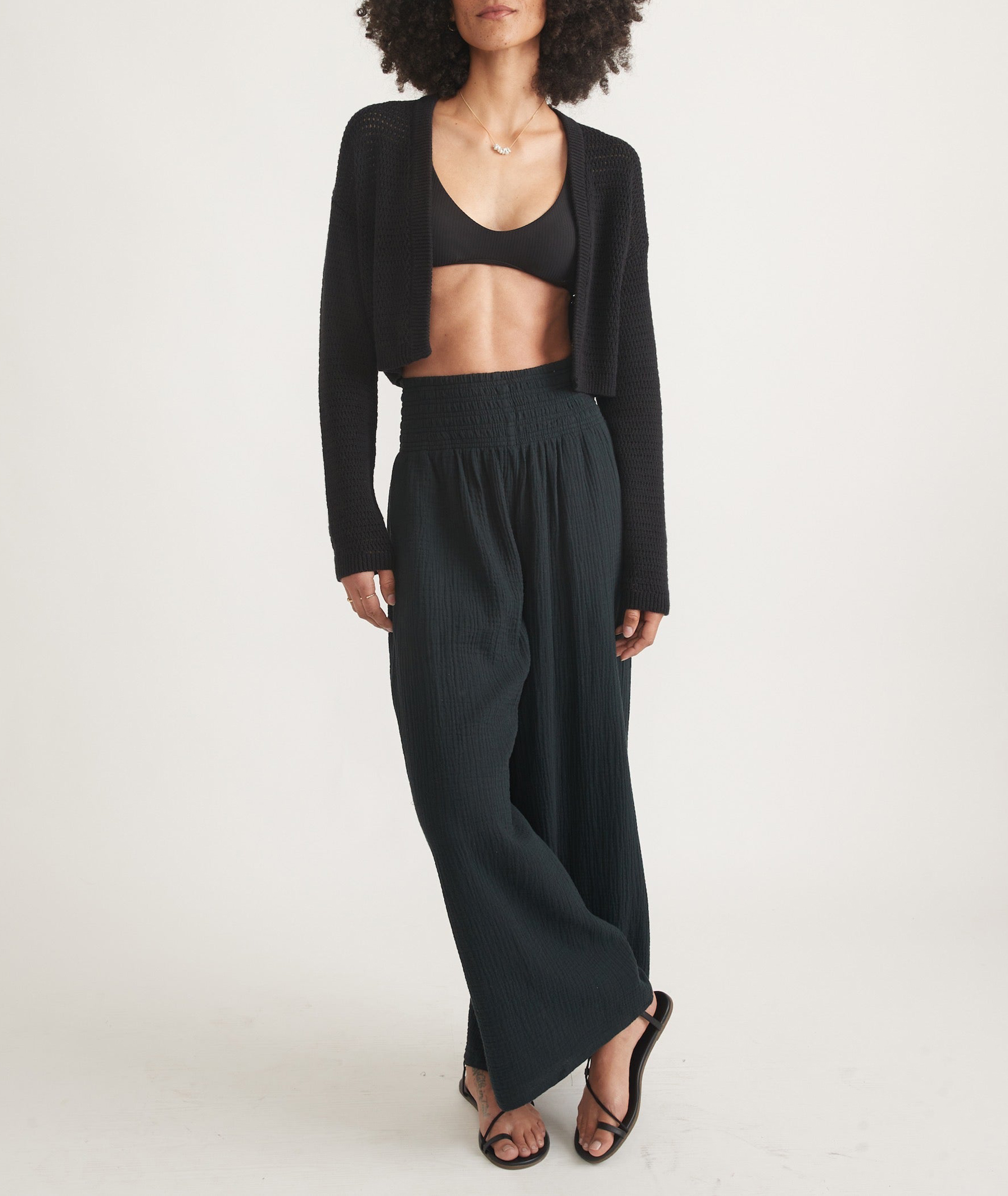 Short Knit Cardigan with Open Front