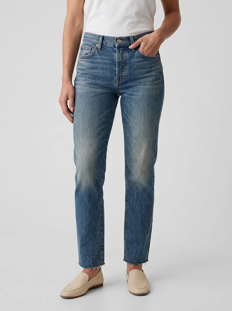 Streamlined Raw Hem Denim Jeans