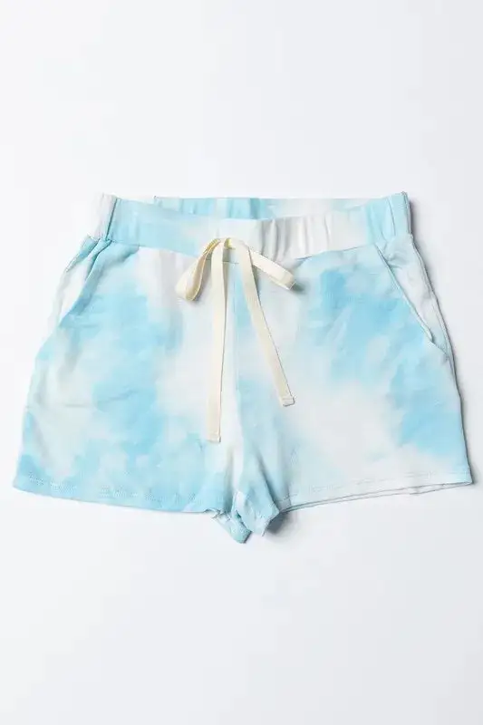 Tie Dye French Terry Casual Shorts with Twill Tape