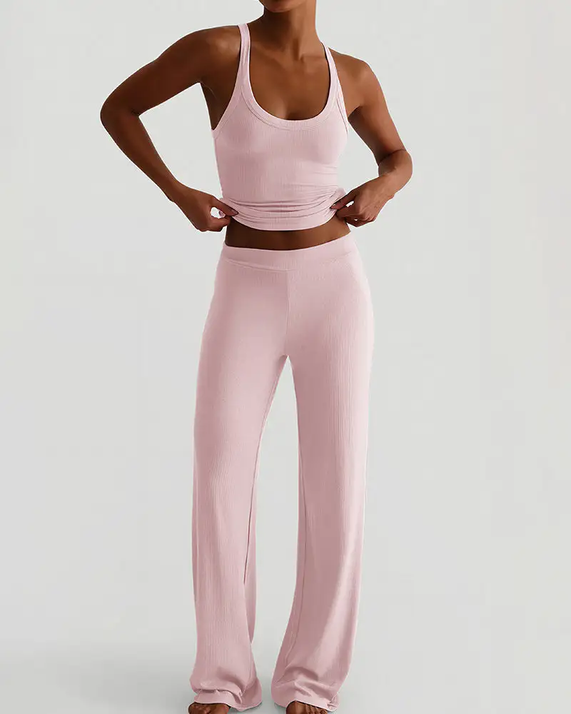 Racerback Tank and Wide-Leg Pants Lounge Set