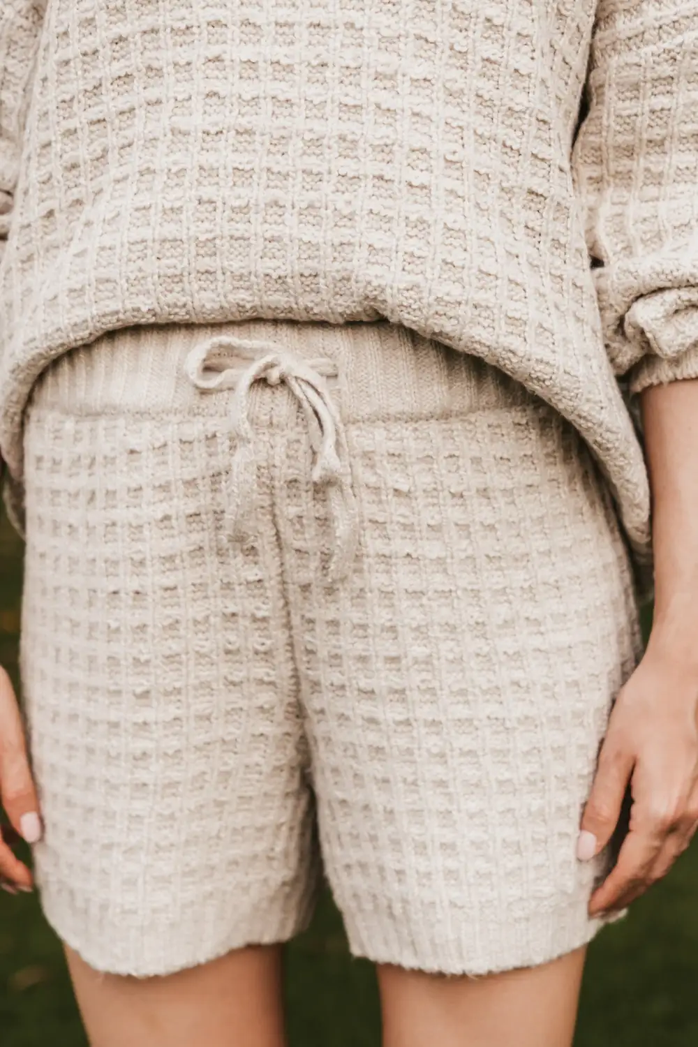Waffle Knit Drawstring Shorts