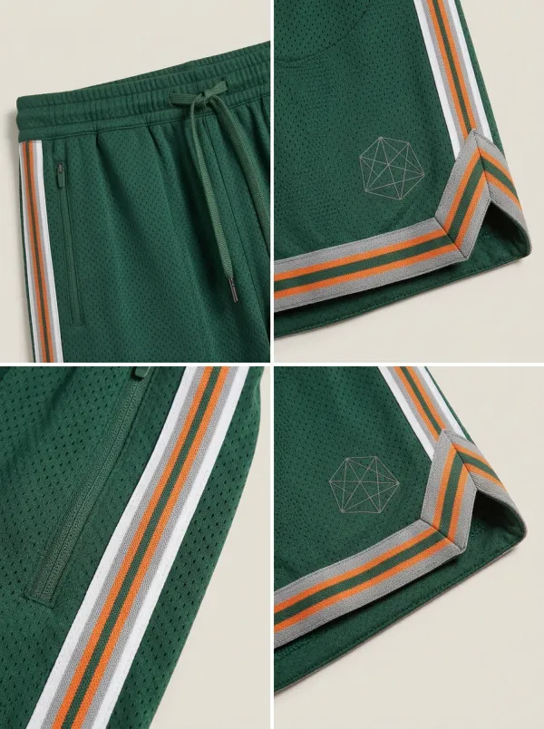 Comfort Geometric Pattern Striped Detail Style Men's Basketball Shorts