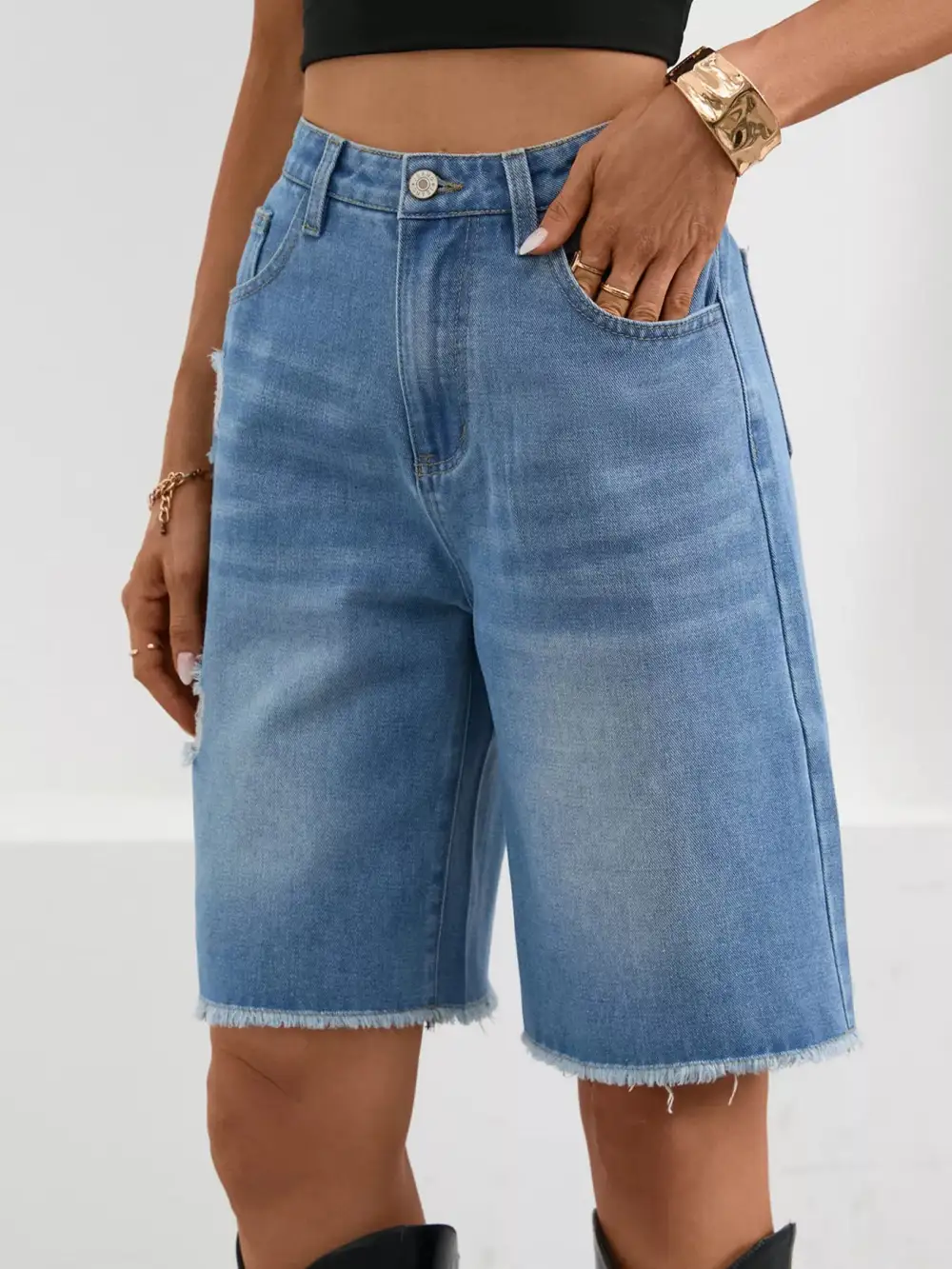 Raw Hem Frayed Hem Frayed Ripped Shorts