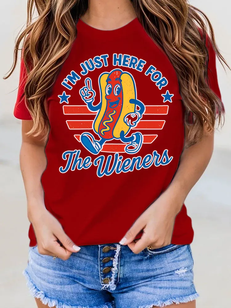 Women's Hot Dog Graphic Printed Tee