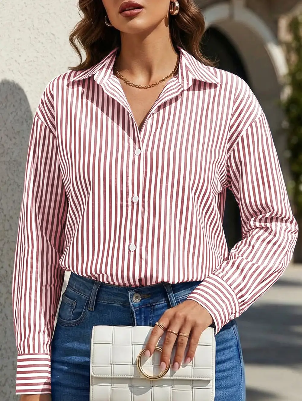 Striped Shirt with Pockets Blouse