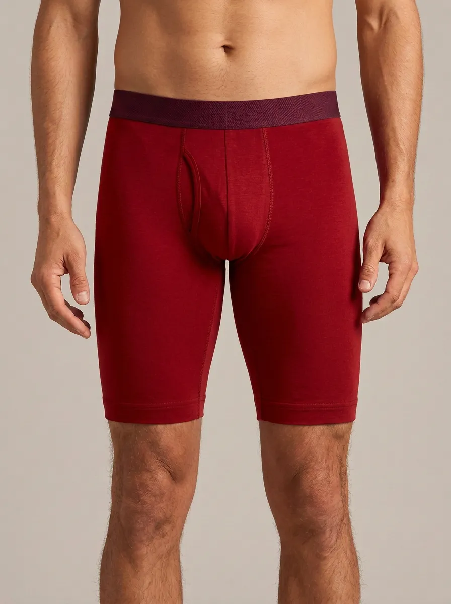 Men's Charcoal Grey Maroon Waistband Printed Boxer Briefs