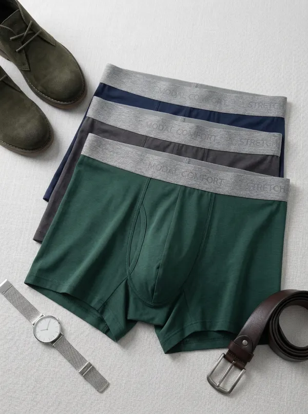 Men's Modal Comfort Stretch Solid Color Boxer Briefs