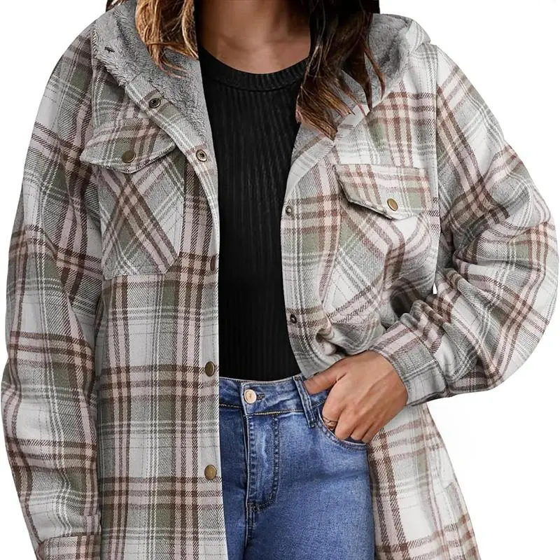 Plus Size Women Flannel Plaid Shacket Jacket Cozy Warmth, Effortless Style – Made for Every Body