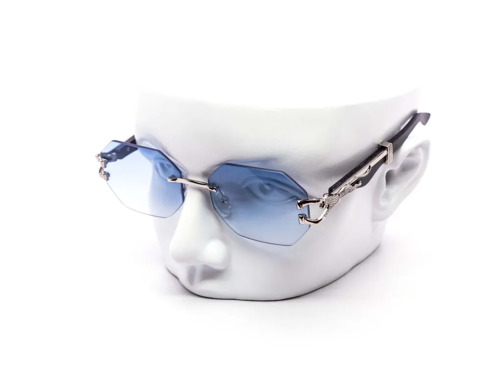 12-Pack Rimless Cat-Eye Gradient Metal Sunglasses