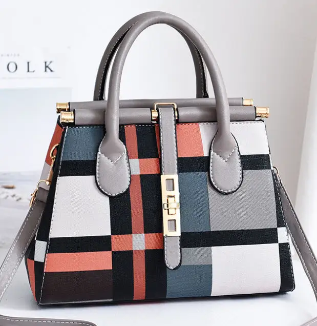 European American Style Large PU Handbag Boston Horizontal