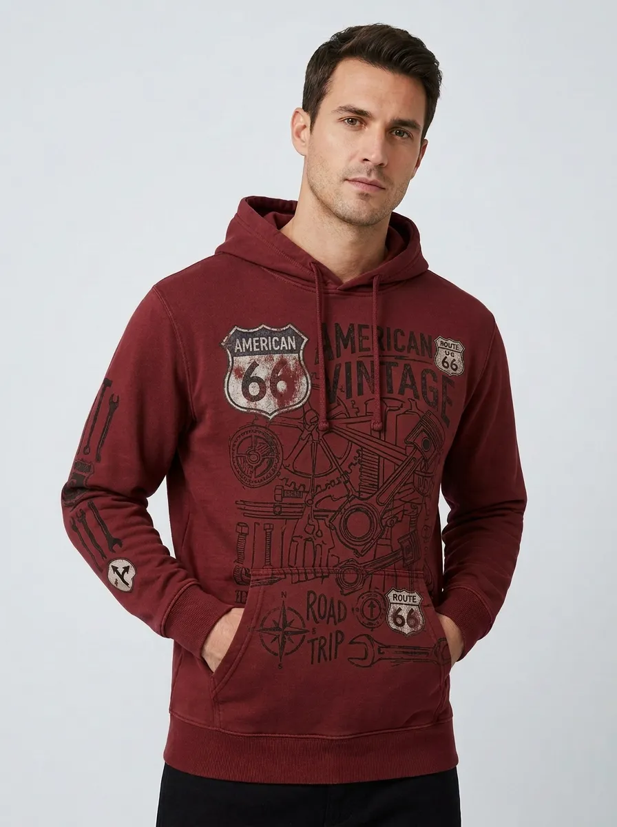 Men's Vintage Highway Vintage Mechanic Graphic Hoodie
