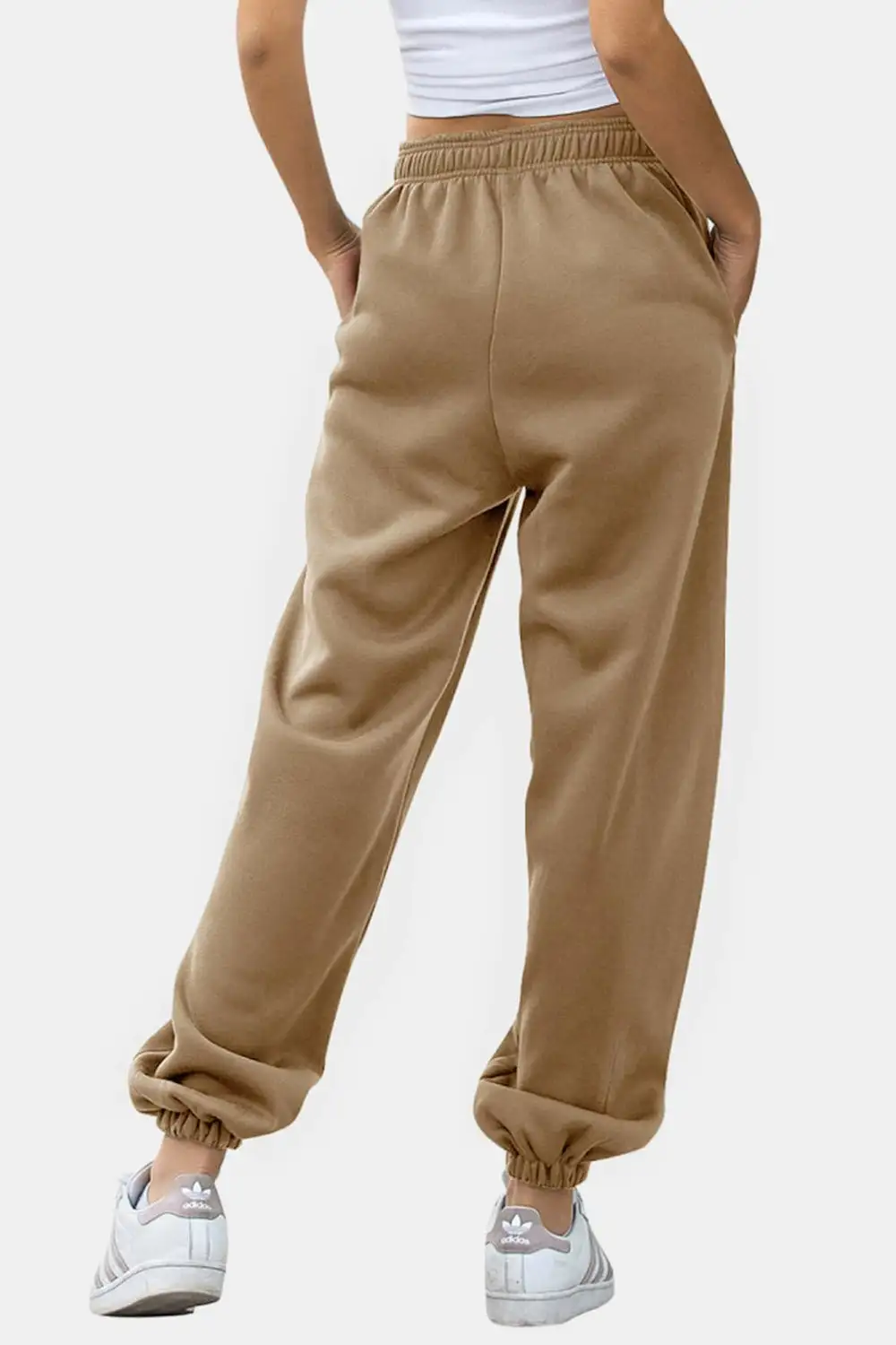 Relaxed Elastic-Waist Pocketed Jogger Pants