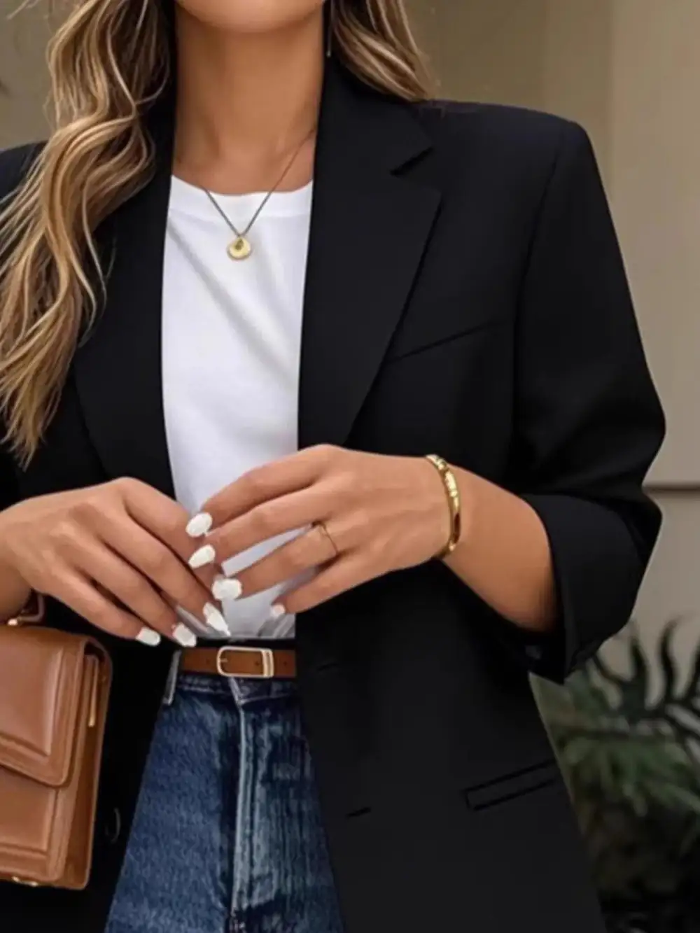 Modern Lapel-Collar Long-Sleeve Blazer