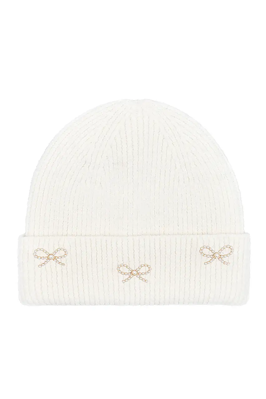 Pearl Bow Beanie