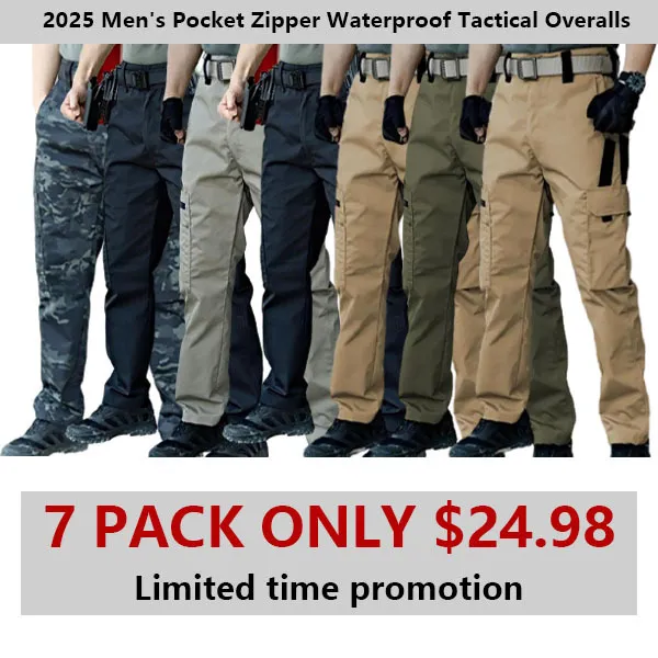 🔥2025 Men's Durable Solid and Printed Pocket Zipper Waterproof Tactical Overalls