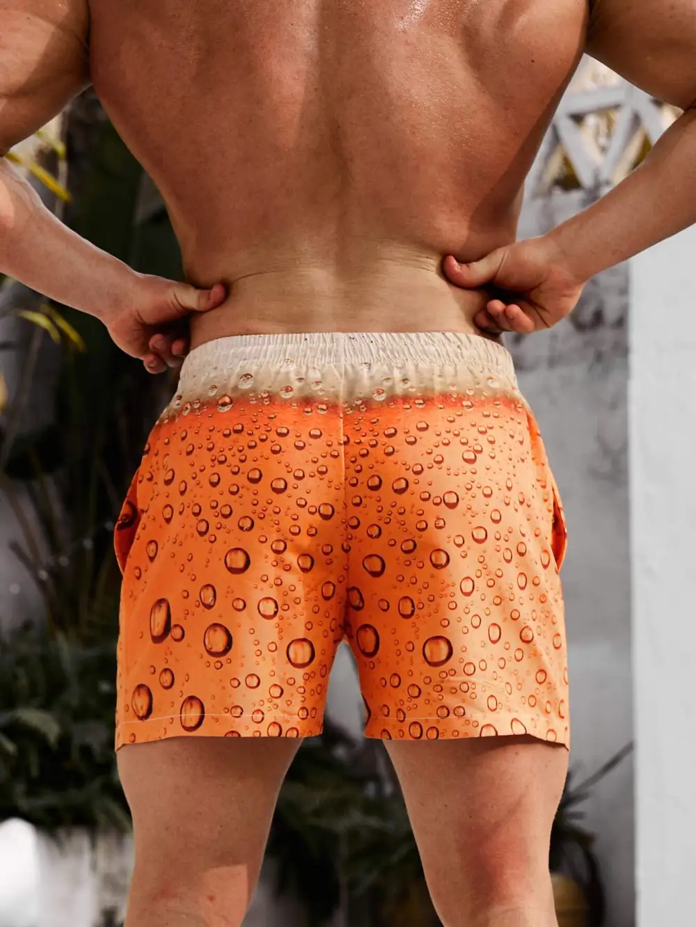 Men's Water Droplet Print Swim Trunks