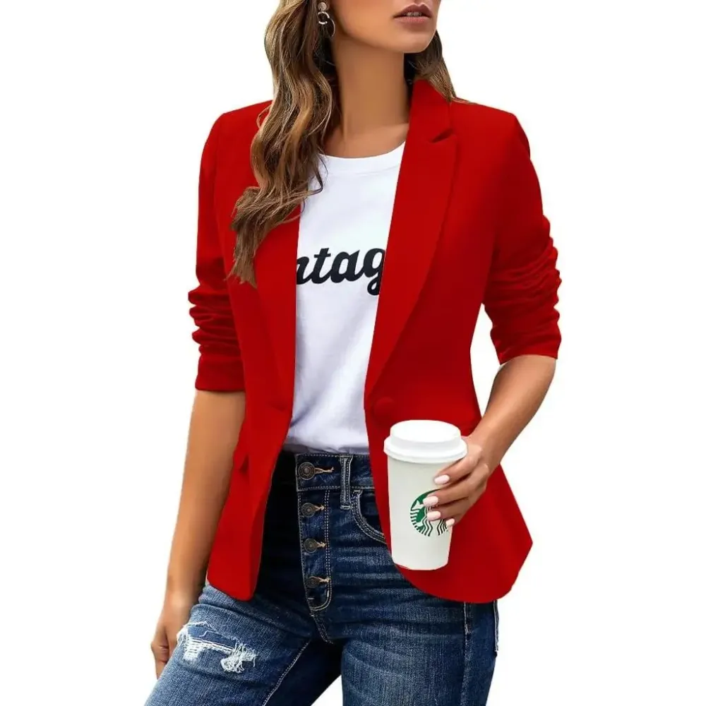 Women’s Slim Fit Office Blazer – Long Sleeve Lapel Jacket