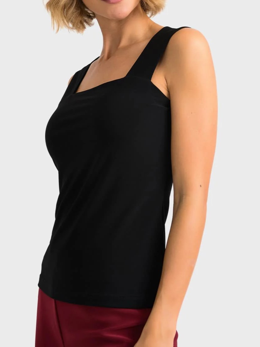 Navy Square - Neck Sleeveless Top