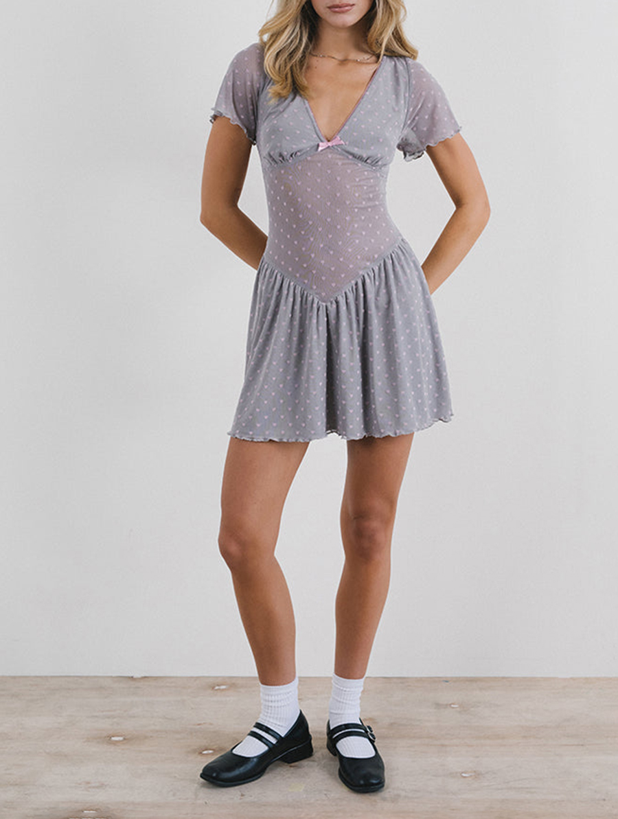 Mini Dress In Heart Flock Grey