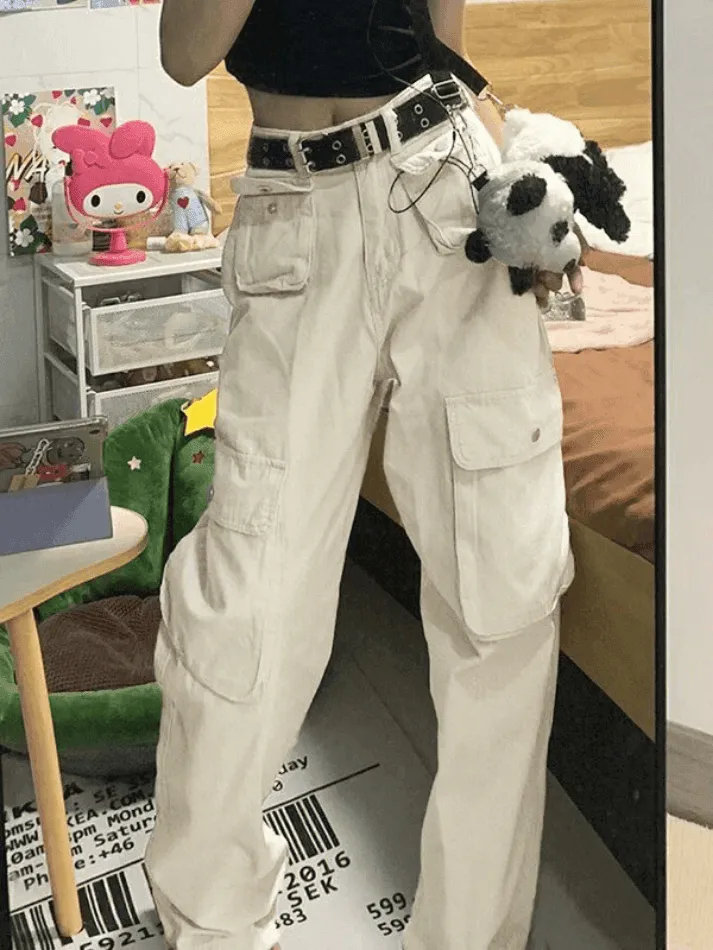 Patch Pocket Straight Cargo Jeans