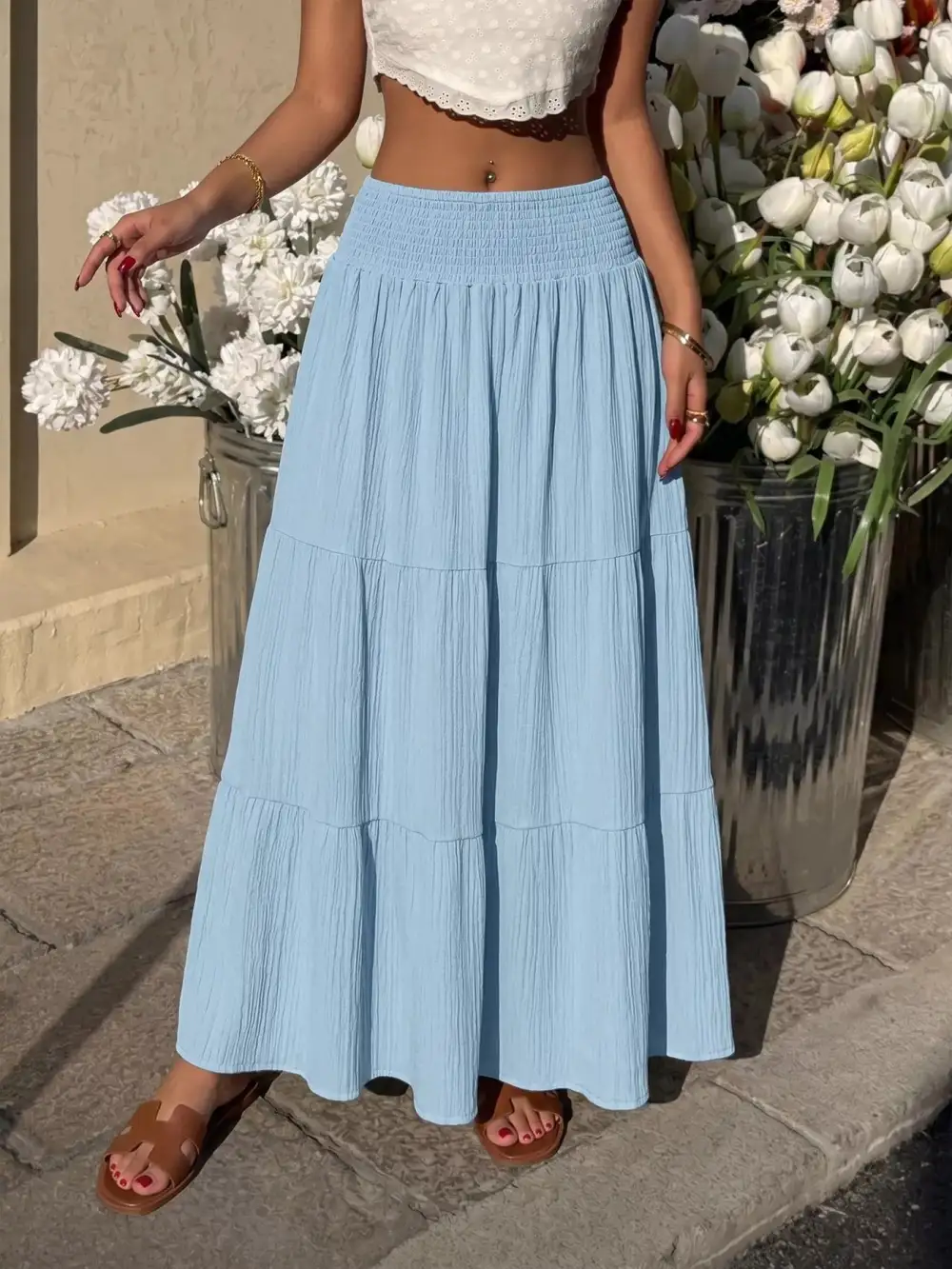 Easy Ruched Smocked Skirt