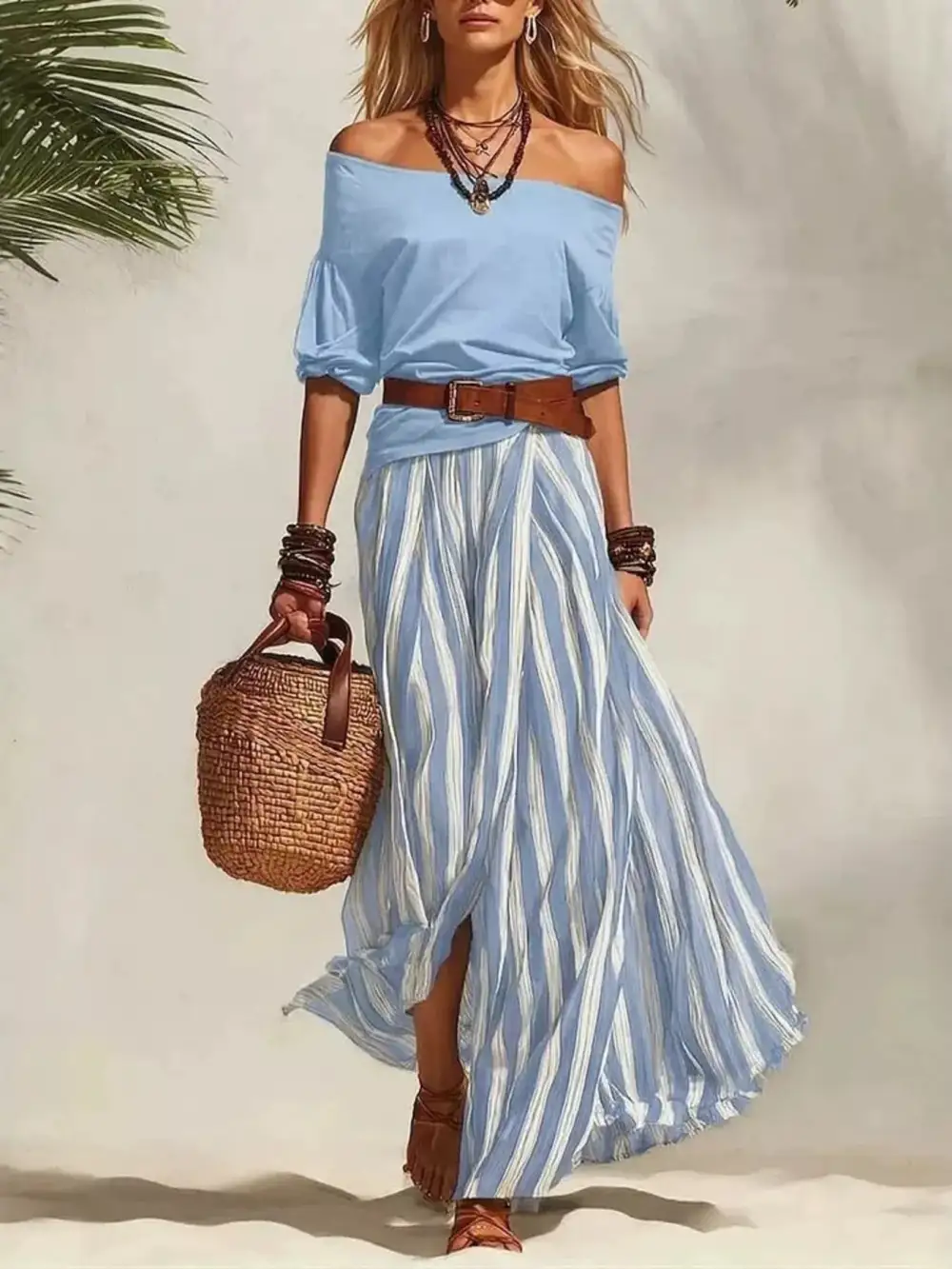 Off Shoulder Top and Maxi Skirt Set