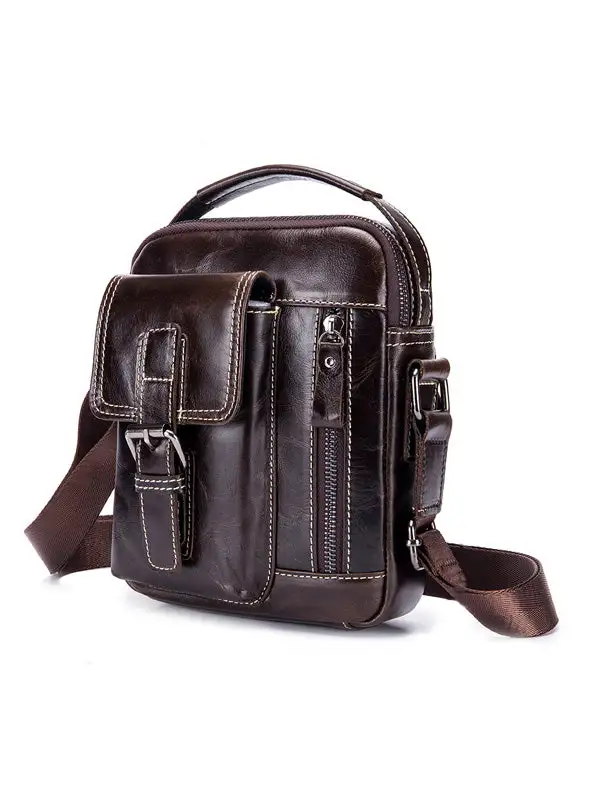 Solid Multi-layer Pocket Casual Crossbody Bag