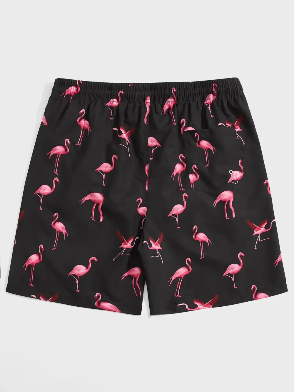 Men's Drawstring Flamingo Print Swim Trunks