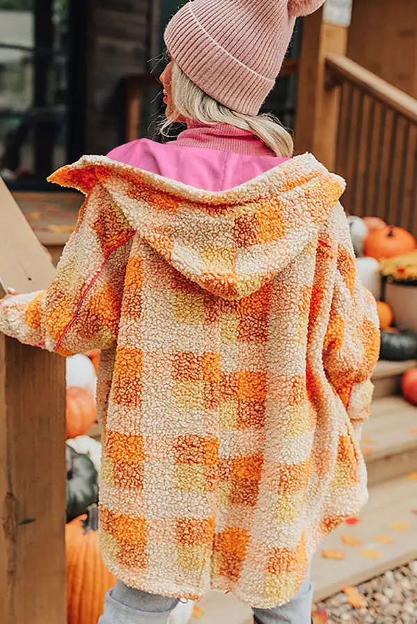 Checkered Sherpa Hooded Jacket